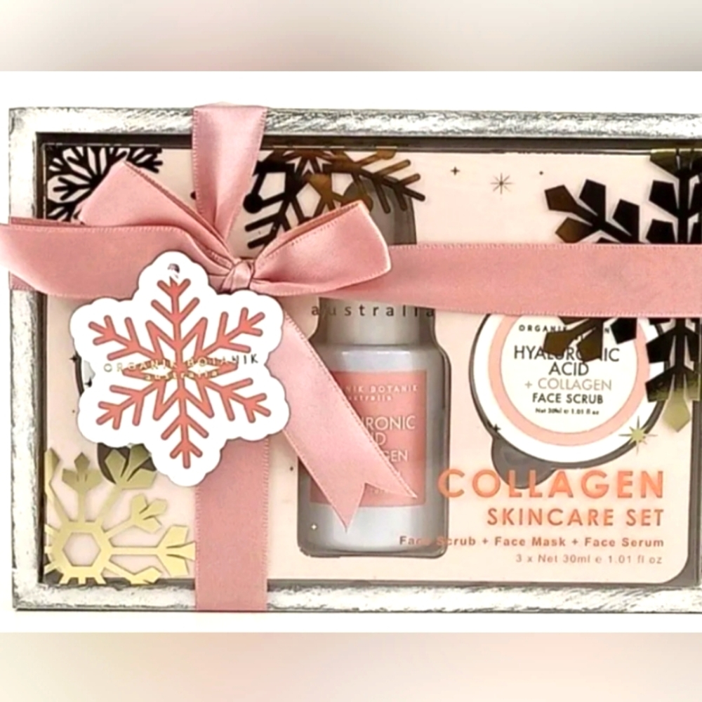 NEW Organik Botanik Collagen Skincare Set Serum, Scrub And Mask